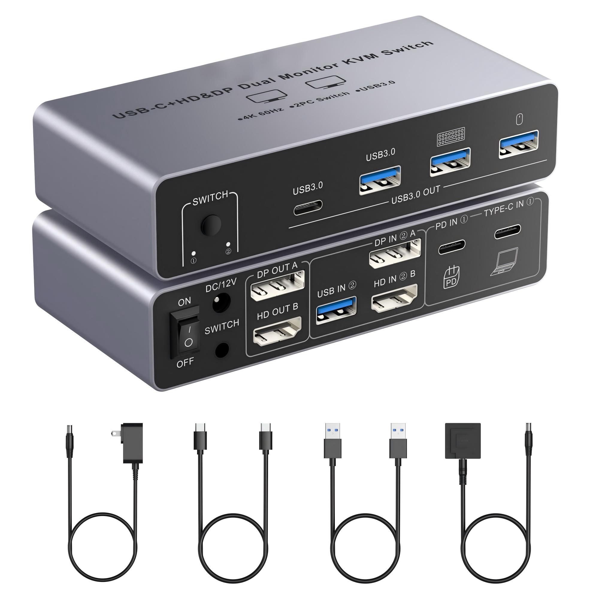 Dual Monitor Desk Setup - Switch KVM HDM DP per 2