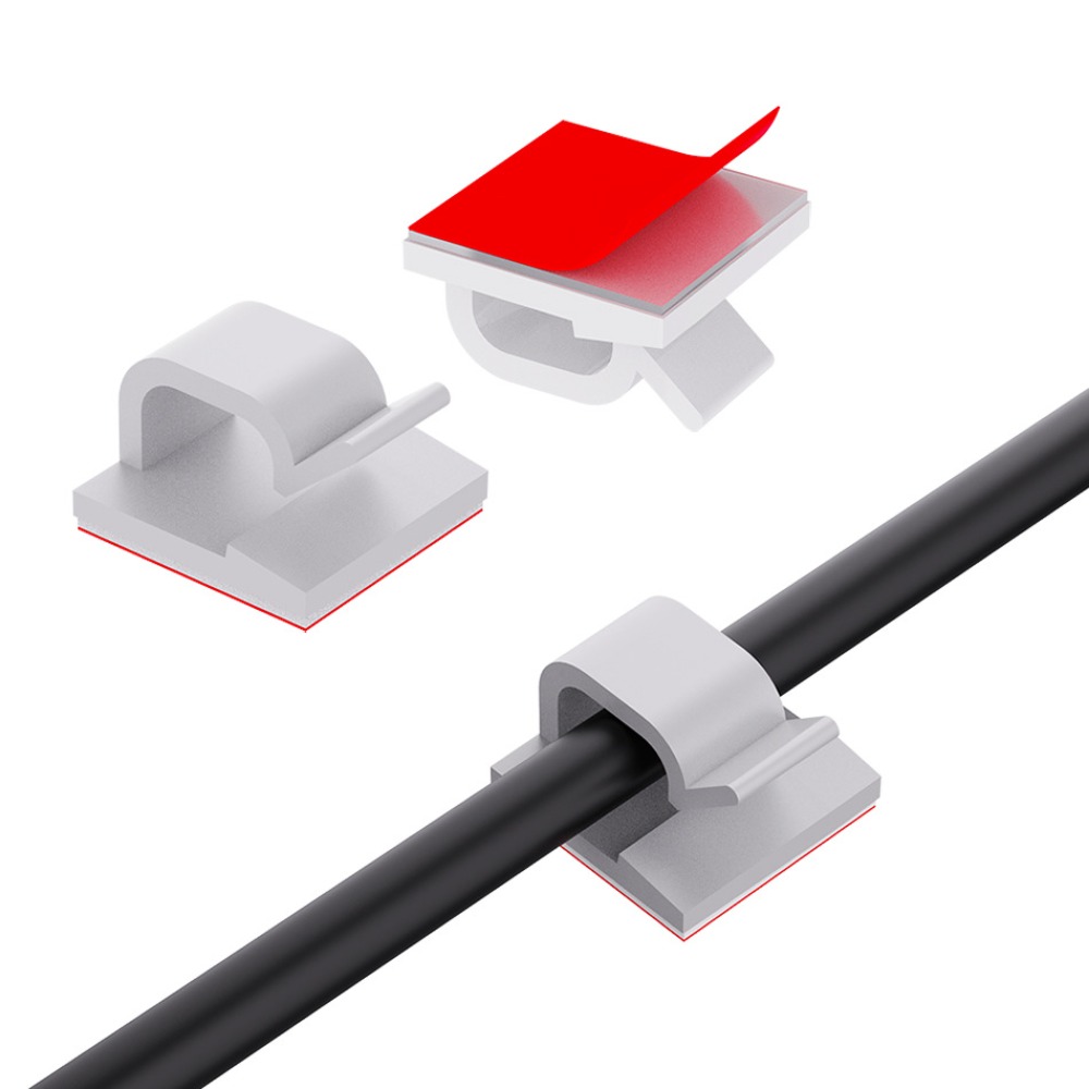 Desk Setup Cable Management - Clip per Cavi in Plastica Trasparente