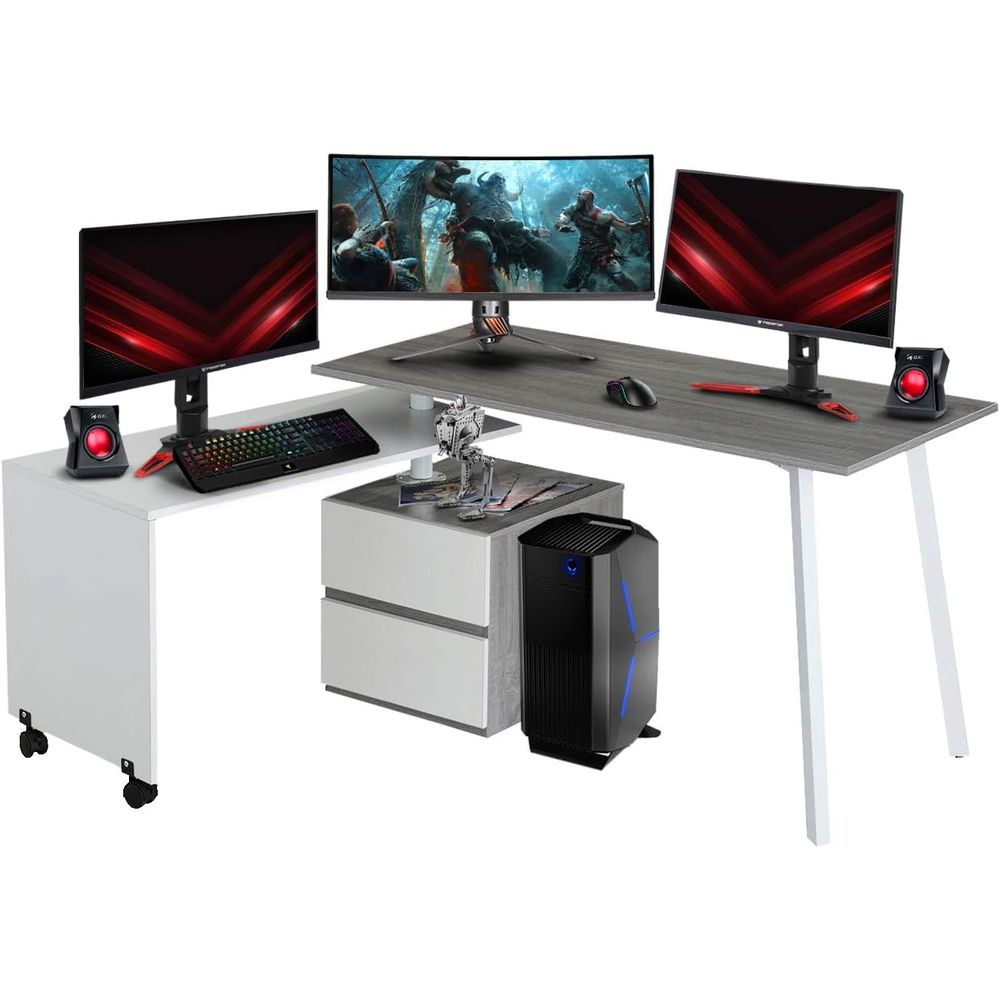 Desk Setup L Shaped - Scrivania da Gaming a L Nera