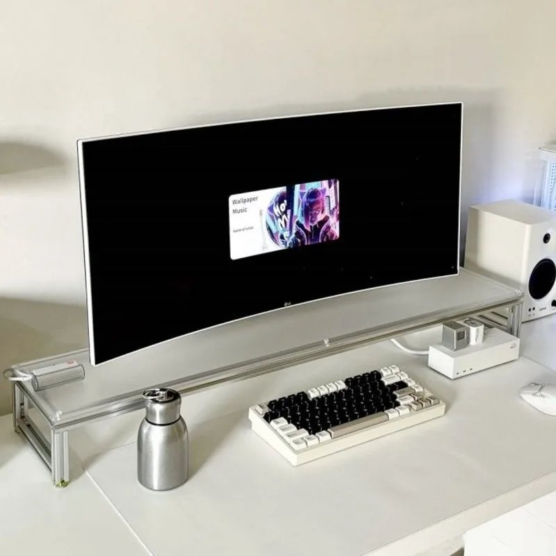 Desk Setup With Laptop And Monitor - Supporto per monitor in alluminio Riser