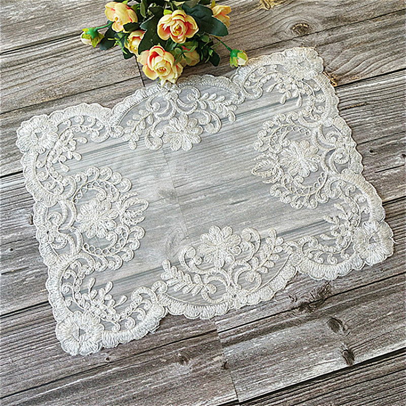 Desk Setup Wallpaper - Europeo classico pizzo bianco ricamato rettangolare