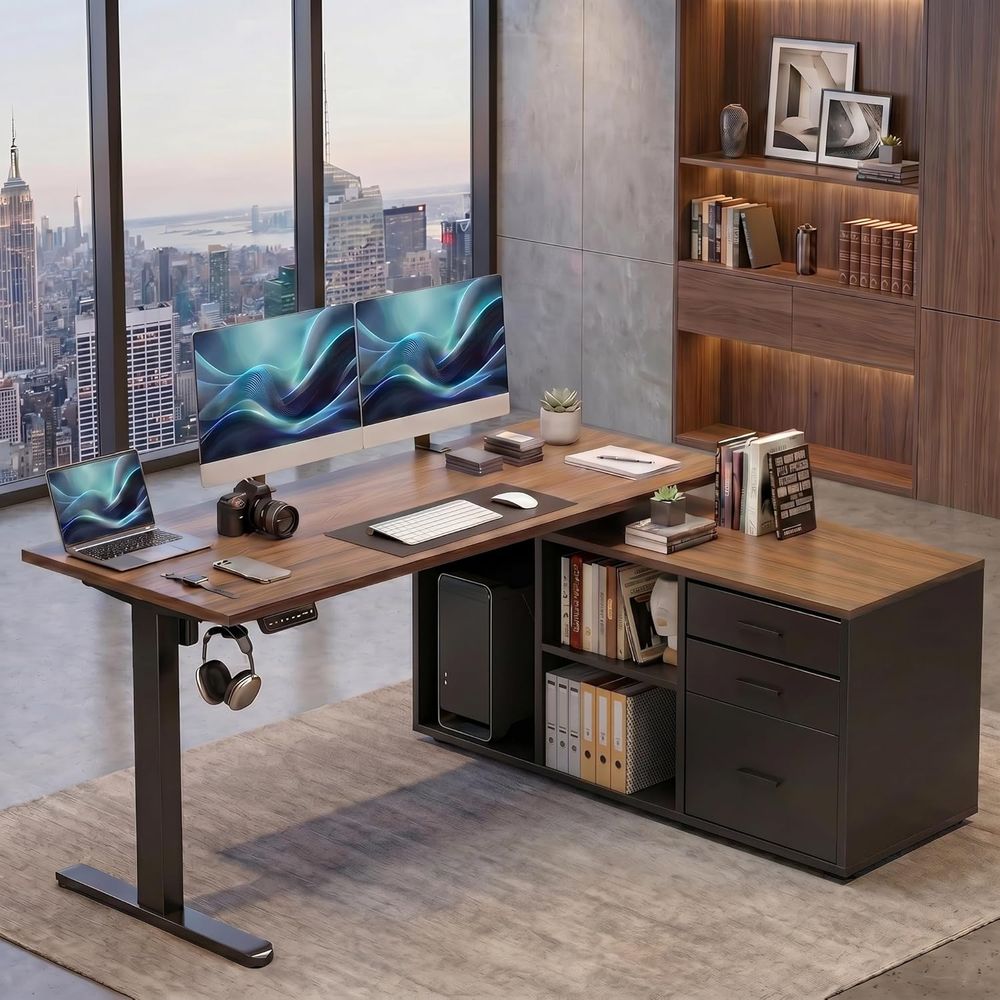 Desk Setup L Shaped - Scrivania a L da 55 pollici