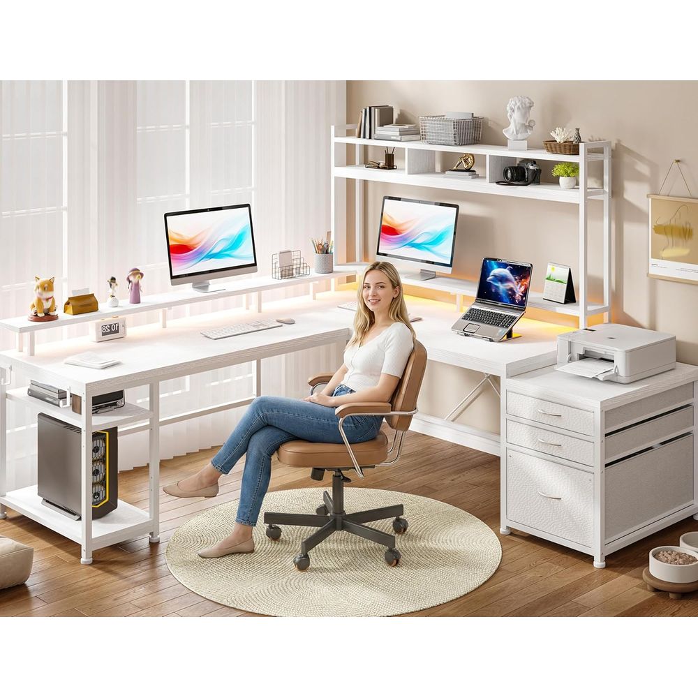Scrivania a L da 104 Pollici p - Dual Monitor Desk Setup recensione e prezzo